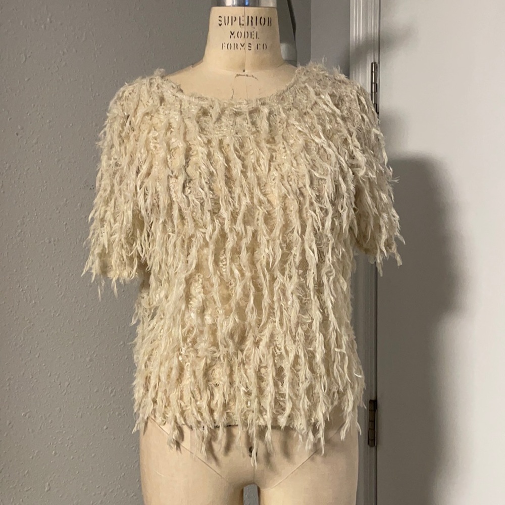Zara Lace And Fringe Tee